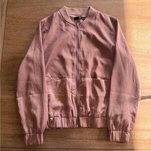 Misguided Women’s Two Toned Satin & Silk Dusty Rose Bomber Jacket Size M NWOT